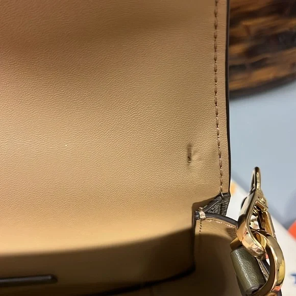 Michael Kors Olive Green Leather Chain Crossbody Bag - Picture 9 of 10